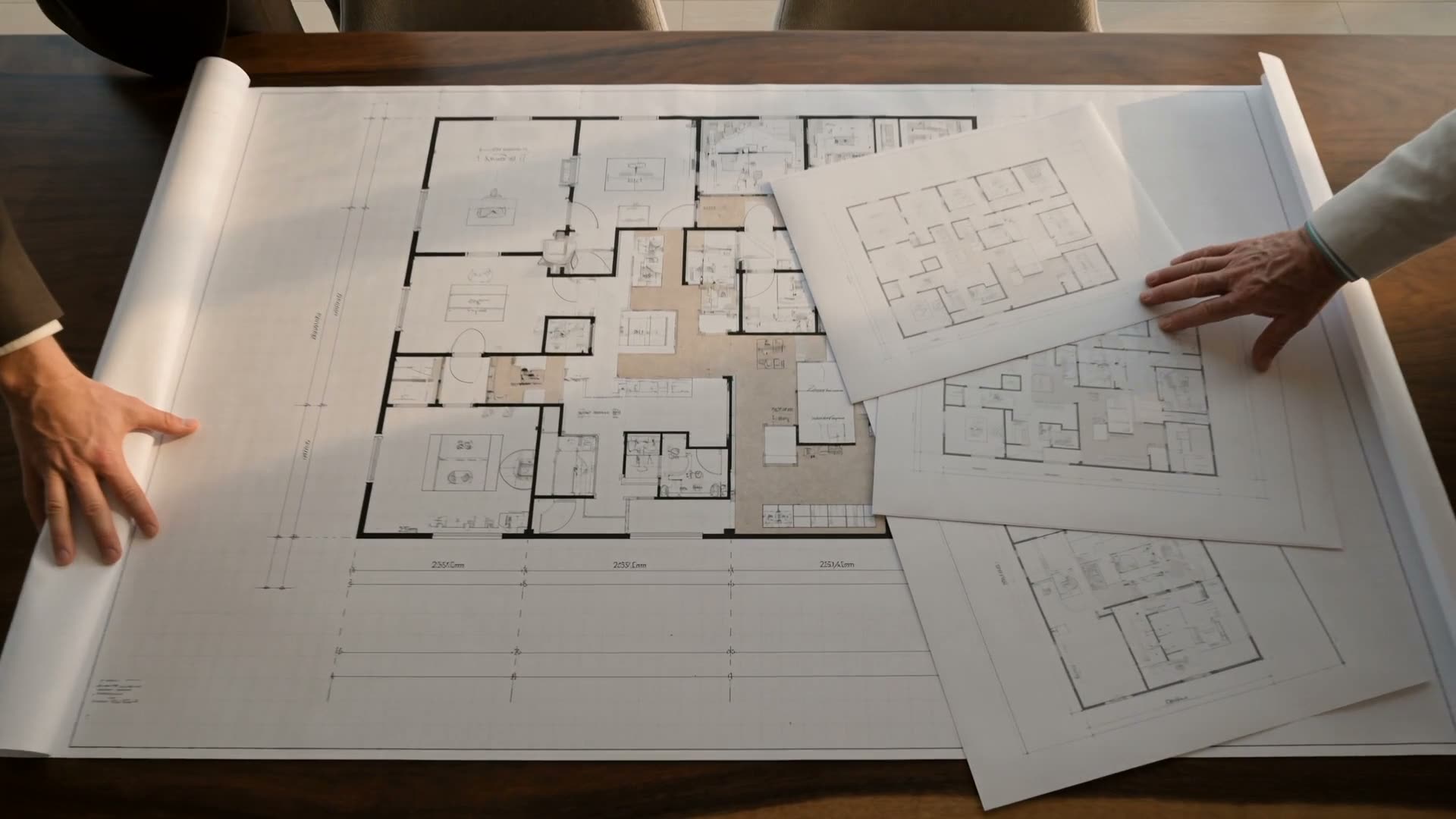 Floor plans being reviewed on a table
